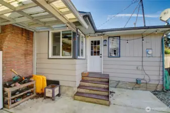 Side door off kitchen onto patio