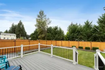 Sip morning coffee on the back deck. Constructed with TREX decking.