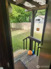 Looking out the back door to east side of lot
