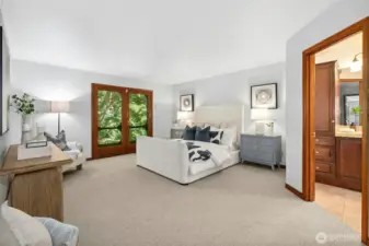 Very spacious primary en suite with a private deck.