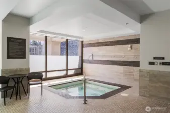 Residents-only indoor pool and spa. Enjoy luxury amenities at this exclusive downtown Bellevue high-rise.