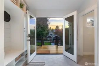 Time to venture out! Great lines of sight and sound from the kitchen to the fenced rear yard.