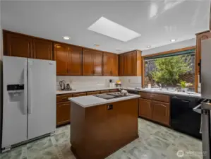 This kitchen is large and has plenty of room for cooking and prepwork.