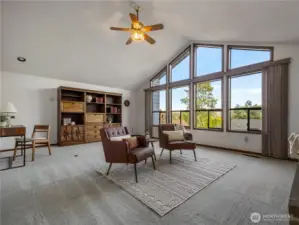 Upstairs you will find the family room.