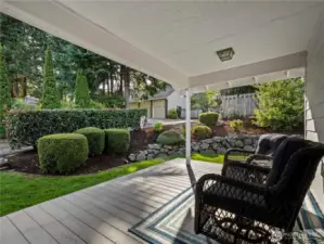 The back deck is covered, and acess is off of the breakfast room.