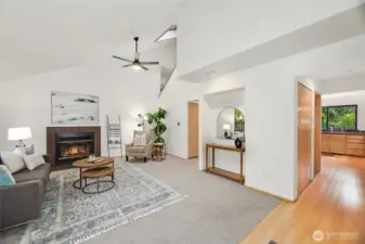 Spacious entry into inviting living room.