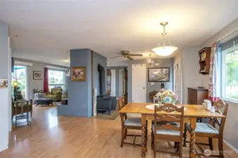 View of the dining room and living room.