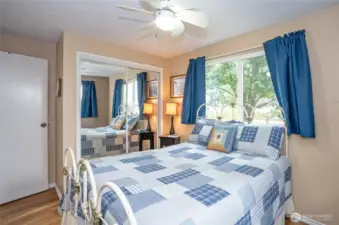 This is bedroom #1. Bedroom 2 is adjacent but is not show as it is currently being used as storage while she is packing to move. It is the same size as this on.