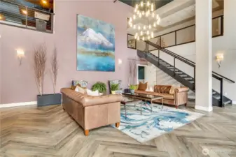 Secure main floor lobby with an inviting atmosphere and thoughtful design.