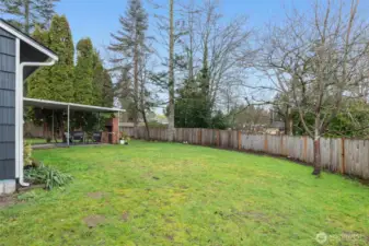 Spacious yard which backs up to green space.  Property line is all the way up to the creek back behind the back gate.