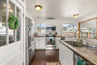 Kitchen with a walk in pantry