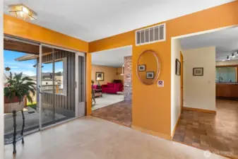 Inviting to fireplace living room and custom updated kitchen