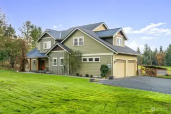 Attached oversized two car garage