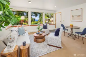 ADU living room with Sound views