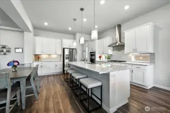Ample seating at the large kitchen island