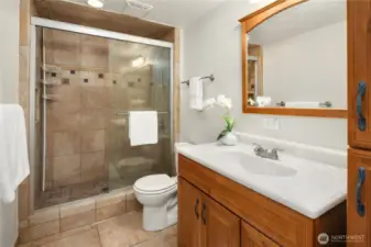 Lower level 3/4 bath is fully updated