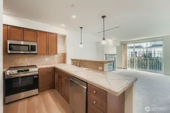 Sleek stainless steel appliances included.