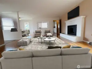 Large living room is open to the dining room