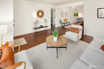 This West facing-renovated 1940's Ravenna bungalow, cherishes wide plank hard wood flooring throughout main floor-from a World War II Armory proving warmth & history, picturesque living room window and new-fresh interior paint.