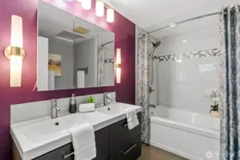 Primary bathroom with updated fixtures