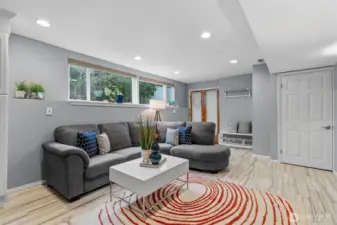 Lower level living area with exterior access