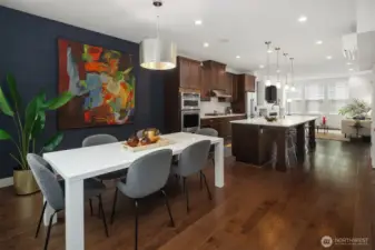 Open, but defined. Custom grass cloth wall coverings really amp up the feeling of luxury.