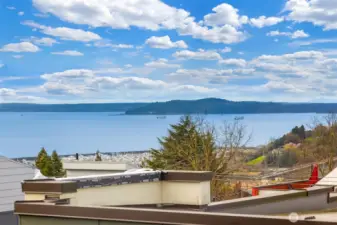 Actual view from the primary suite of Eliott Bay and Bainbridge Island