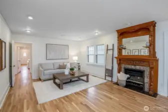 This gorgeous fireplace originated from the Capitol grounds