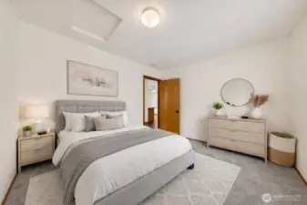 Two bedrooms offer brand new carpet.