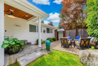 Gated courtyard for privacy and fenced -  with Gas Firepit seating