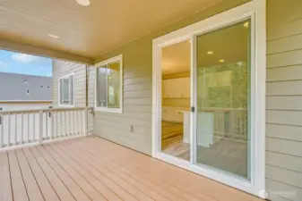 Photo not from actual home. Covered Porch accessed from kitchen.