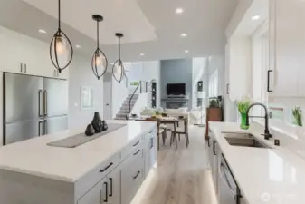 Open main living between kitchen, dining, and living room