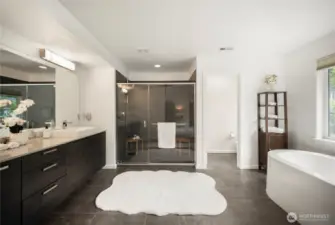 Luxurious spa inspired bath in primary suite