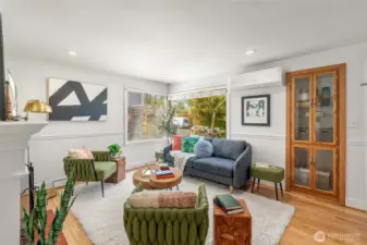Living room with built-in cabinets