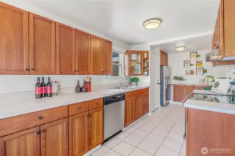 Counter space for days! and a small mudroom off the side door.