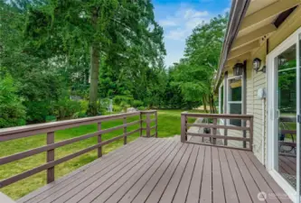 Step outside onto the spacious deck. Let's explore the back yard, there are so many great things to see.