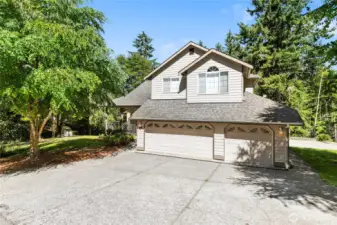 Large driveway with a 3 car garage!