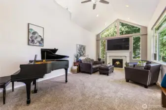 Massive living room with gas fireplace