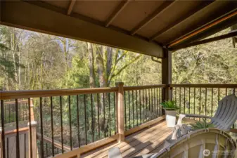 The ‘catio’ overlooking the ravine. All of this and you are less one block from coffee, yoga and local shopping!