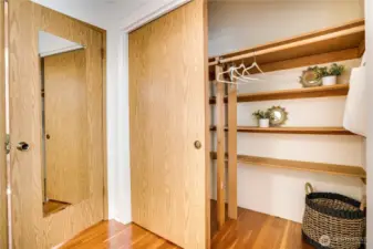Closet in the bedroom on the main floor