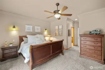 Cross section view of the primary bedroom. Spacious and can handle larger furniture.