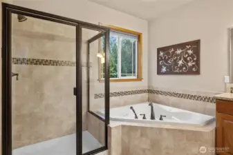 Primary bath with jetted tub.