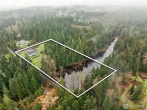 Map overlay may not be to scale. Star creek gently bisects the back of the property.