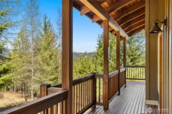 Covered wrap around deck with Stuart Mountain Views!