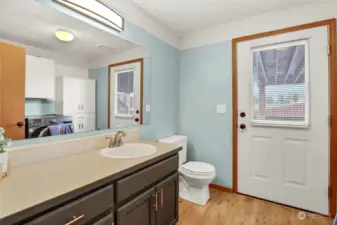 bathroom and laundry room downstairs