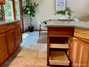 Roll out shelves in the Kitchen Cabinetry