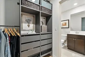 Walk-In Closet off Ensuite Bathroom in Primary Bedroom