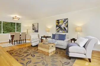 Gracious main floor living space with fireplace