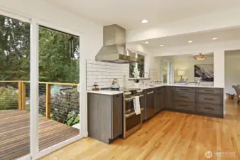 Kitchen leads to entertainment deck