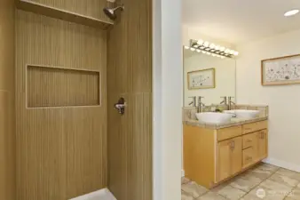 Lower Bath tiled shower